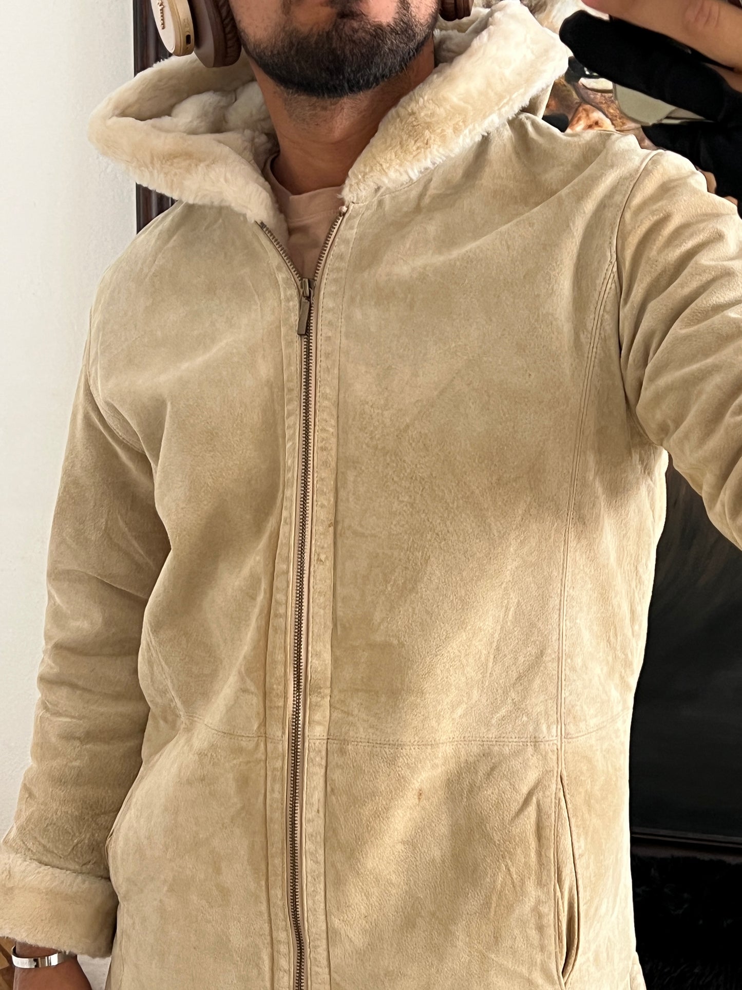 Beige Leather Jacket (S)