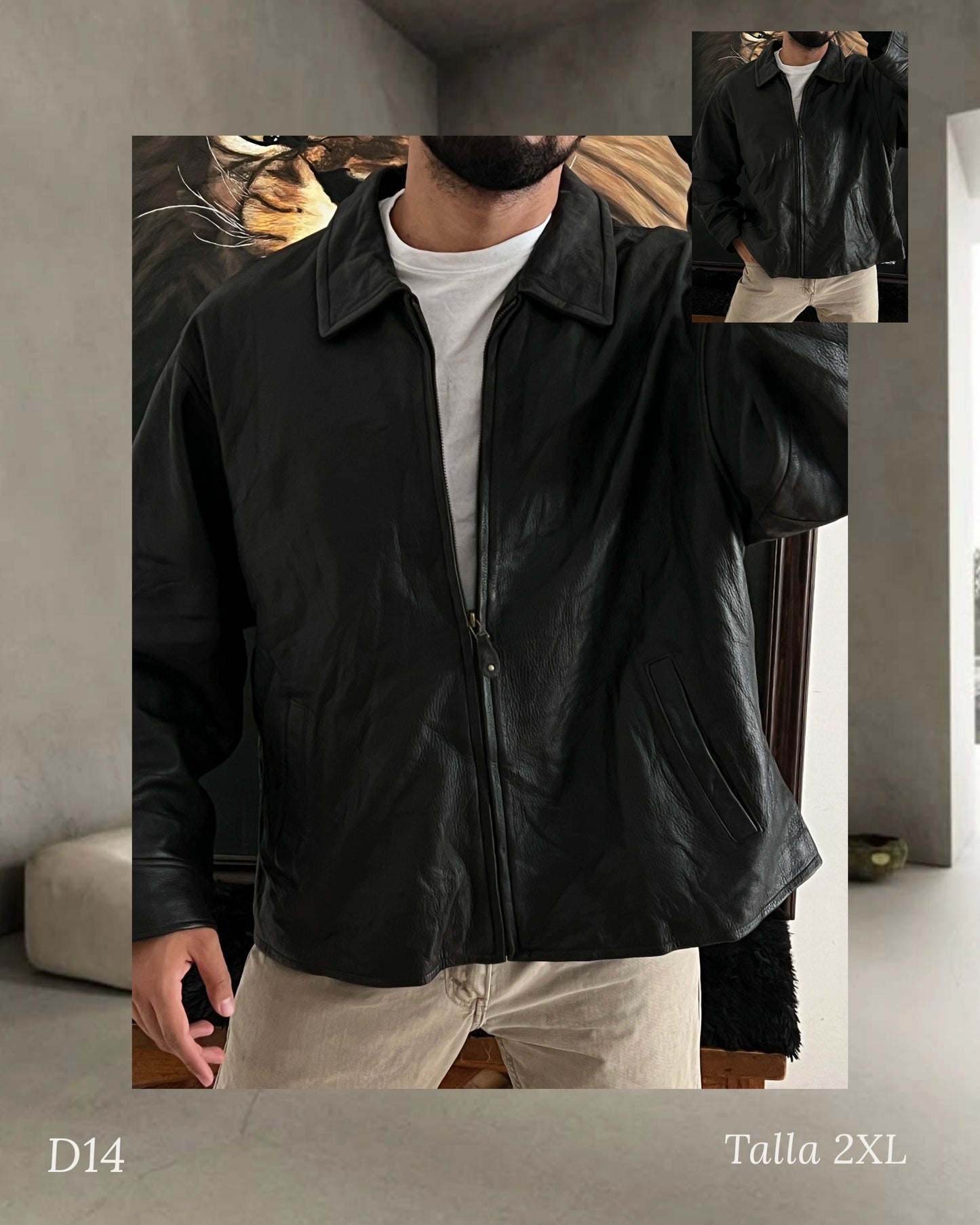 Bomber leather jacket (2XL)