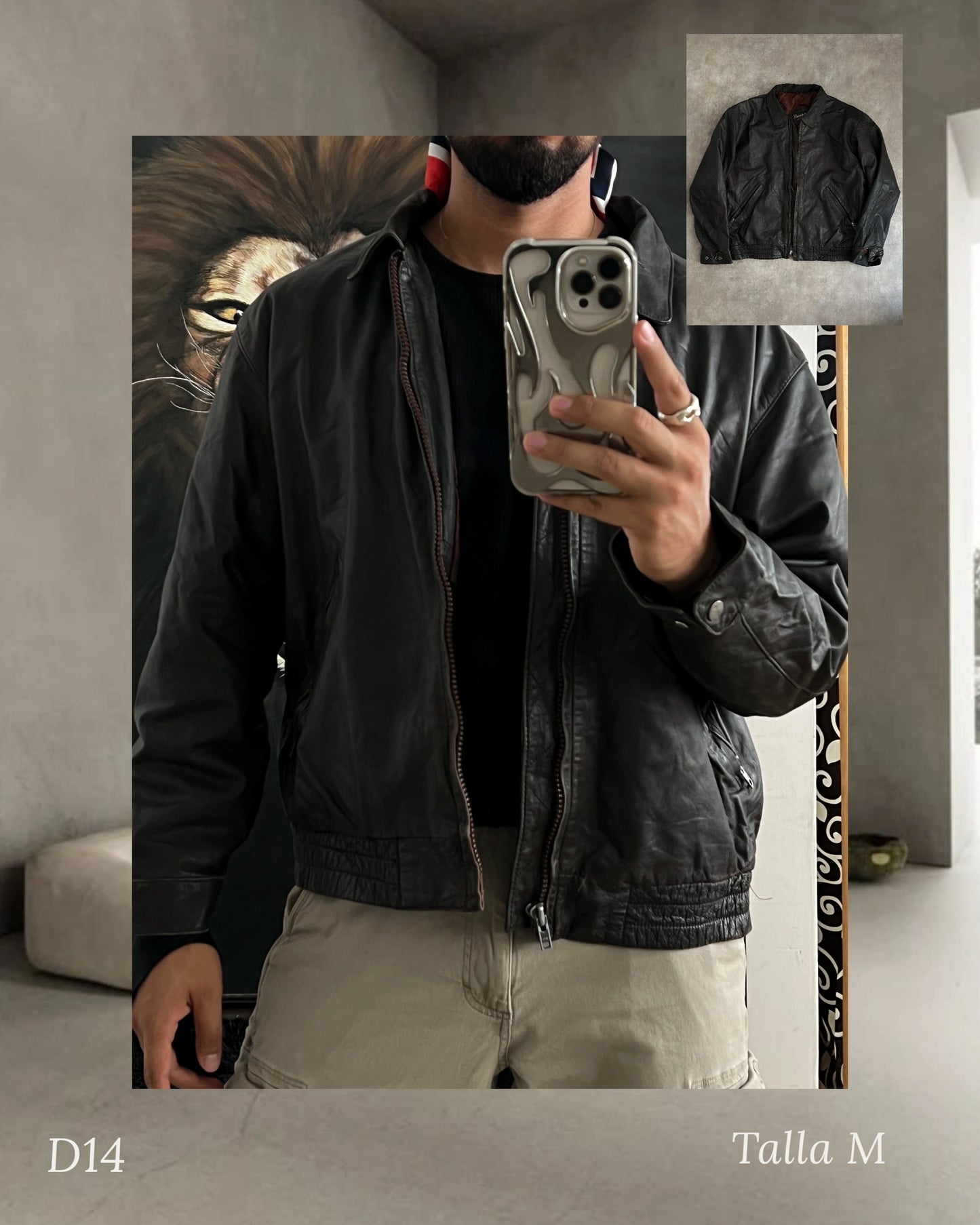 Vintage Leather Bomber jacket (M)