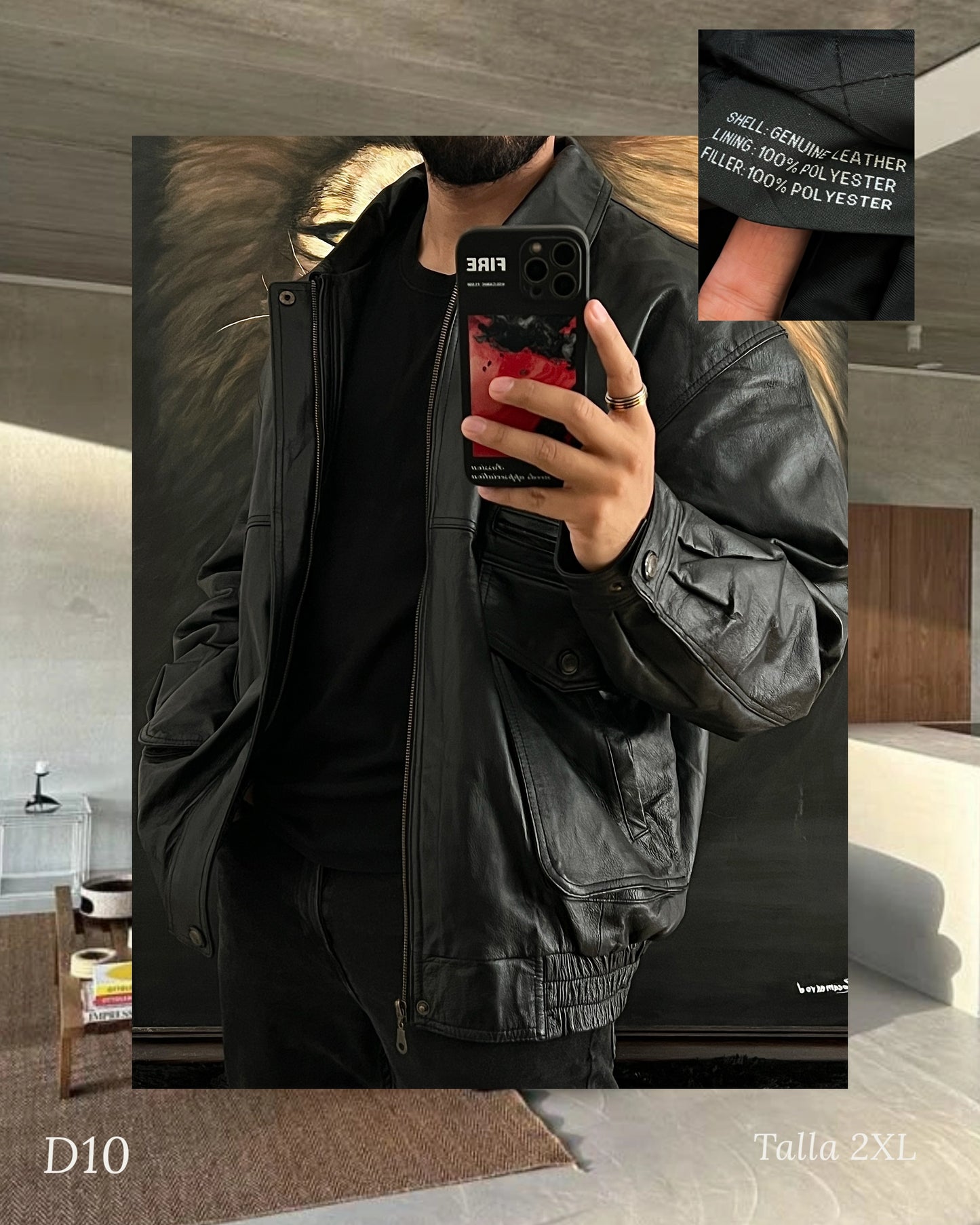 Bomber Jacket 100% Leather (2XL)