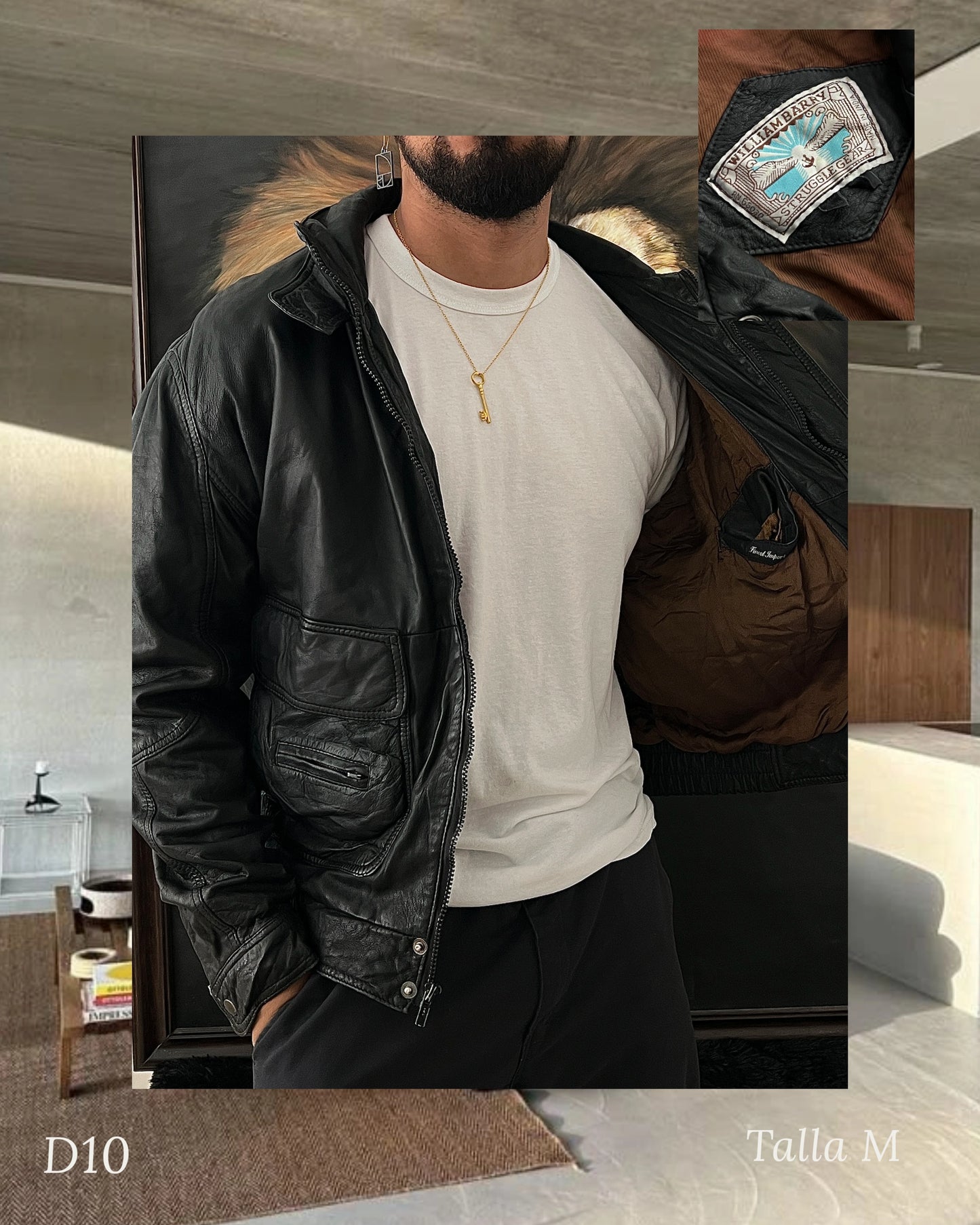 Bomber leather jacket (M)