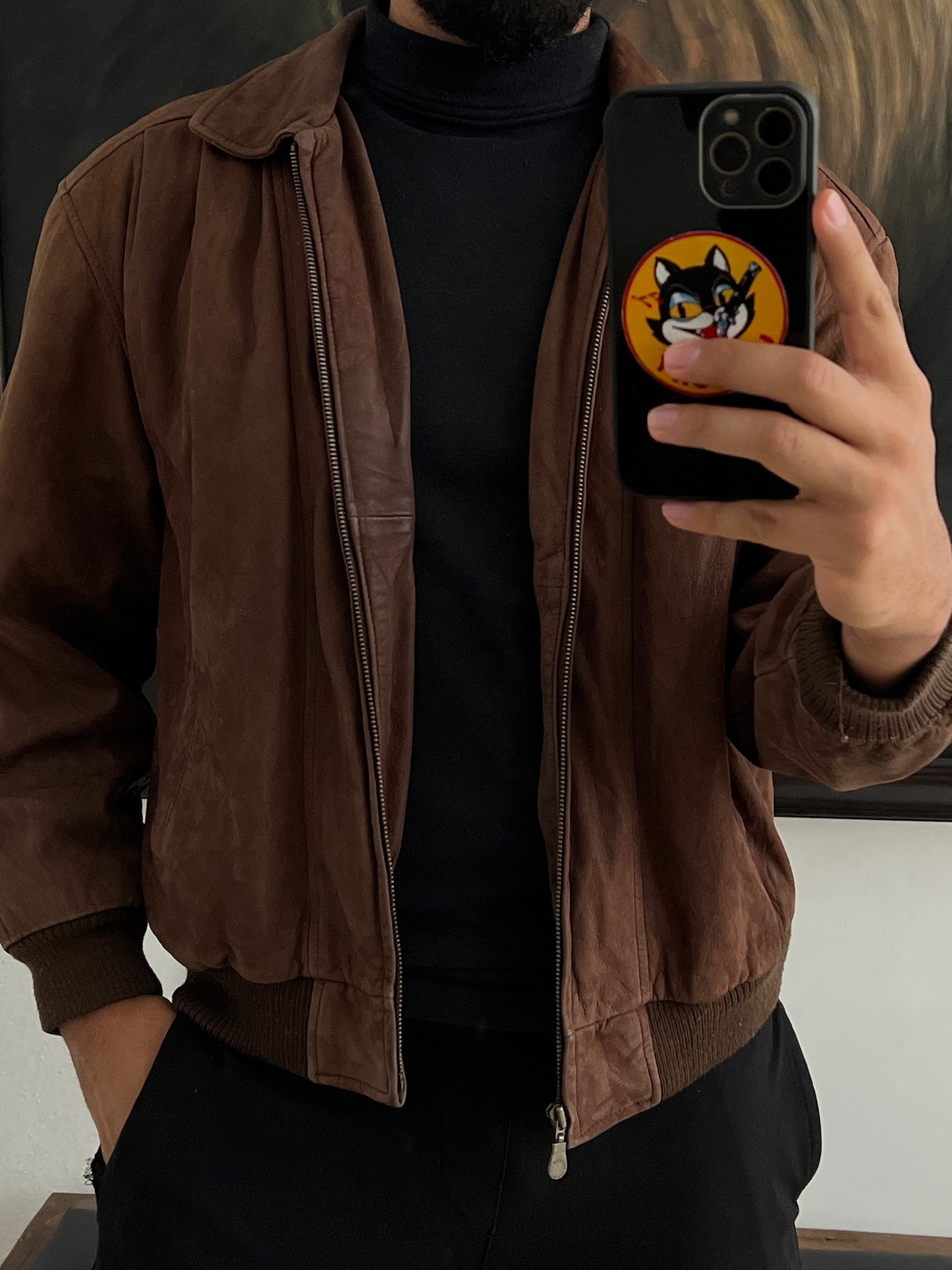 Chamarra de piel Vintage de los 90´s 🤌
Talla M