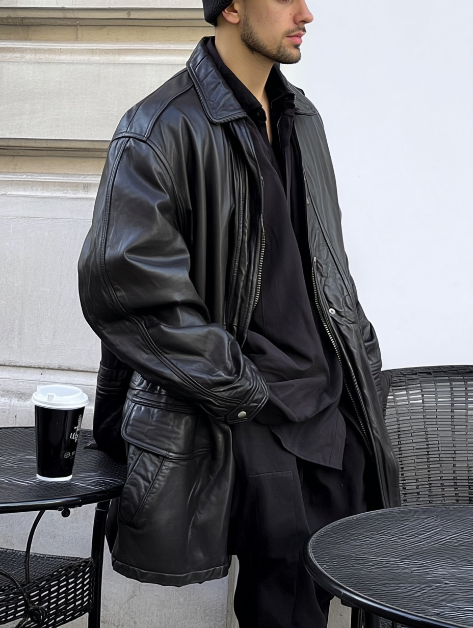 Gabardina de piel (XL)