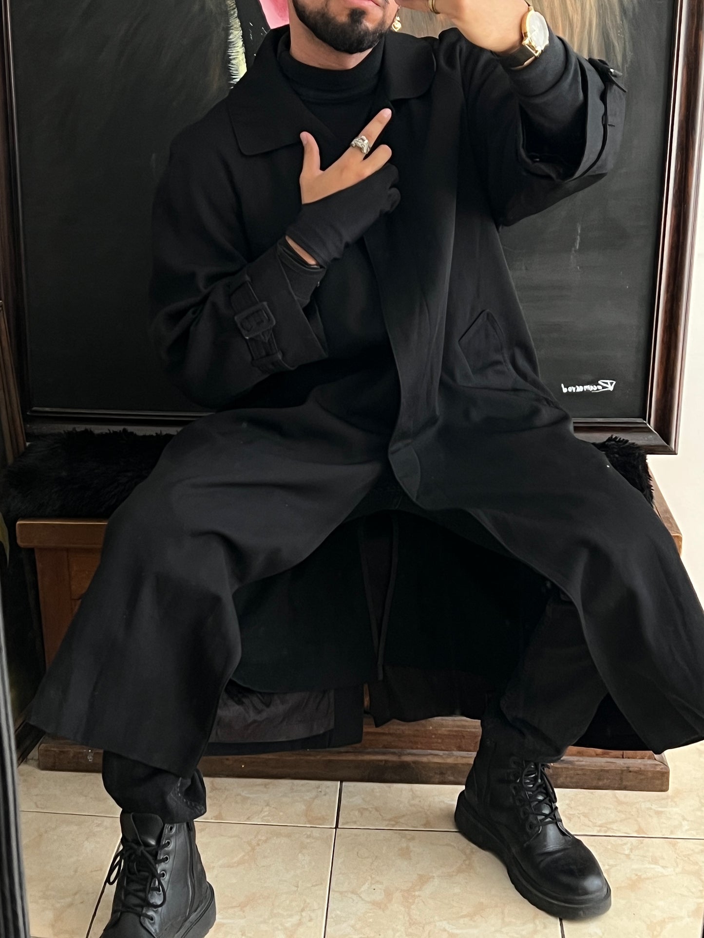 Gabardina Ejecutiva Black 100% Lana (M)