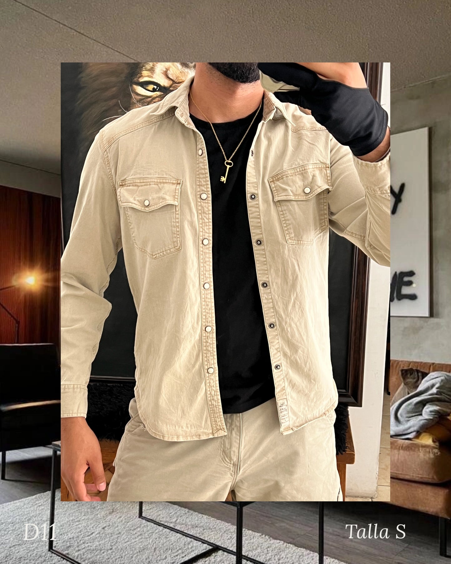 Beige classic shirt (S)