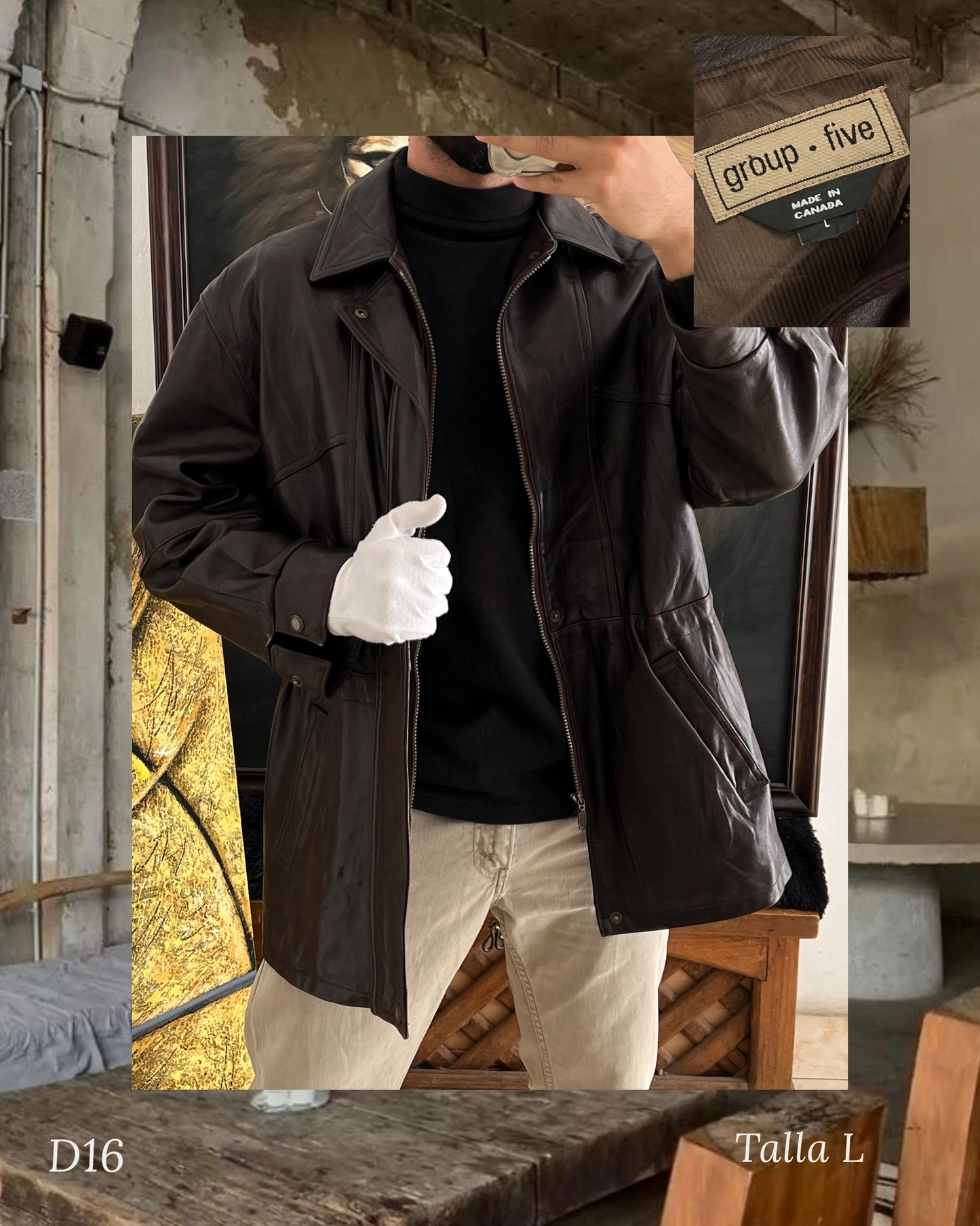 Brown Leather Jacket (L)