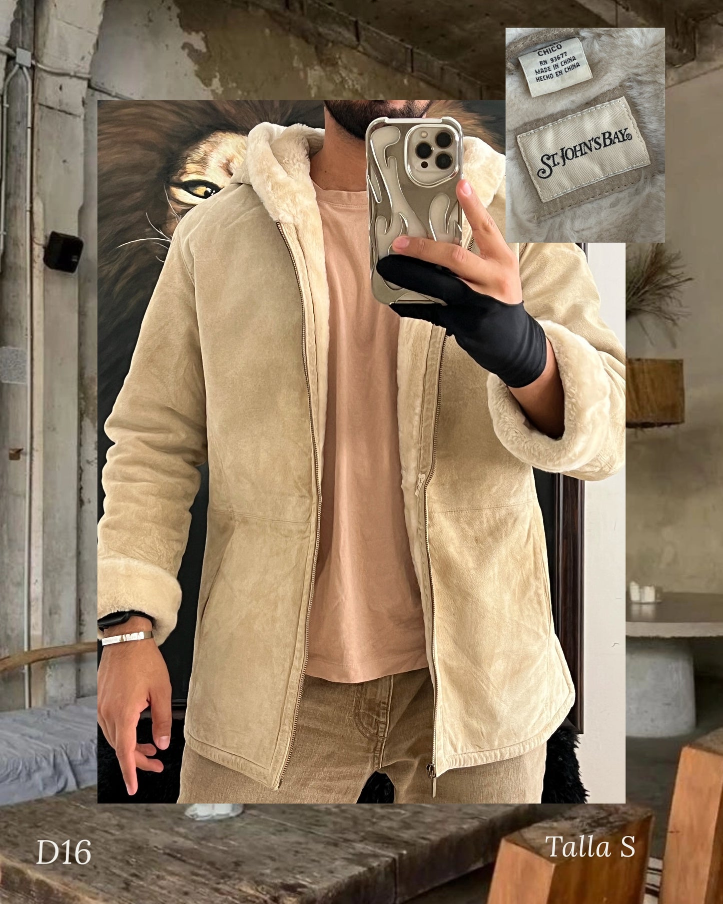 Beige Leather Jacket (S)