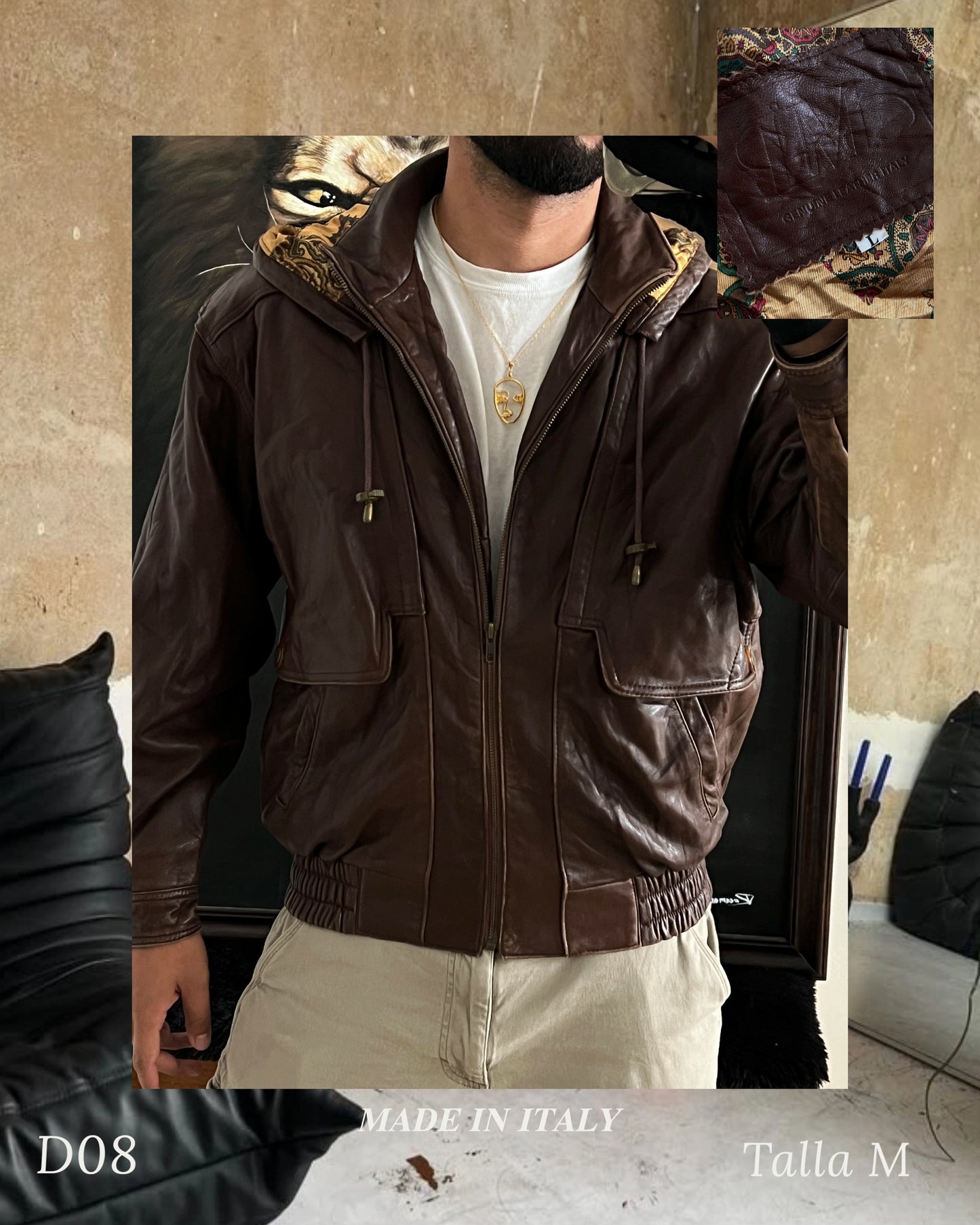 Vintage Jacket Leather Made in Italy (M)