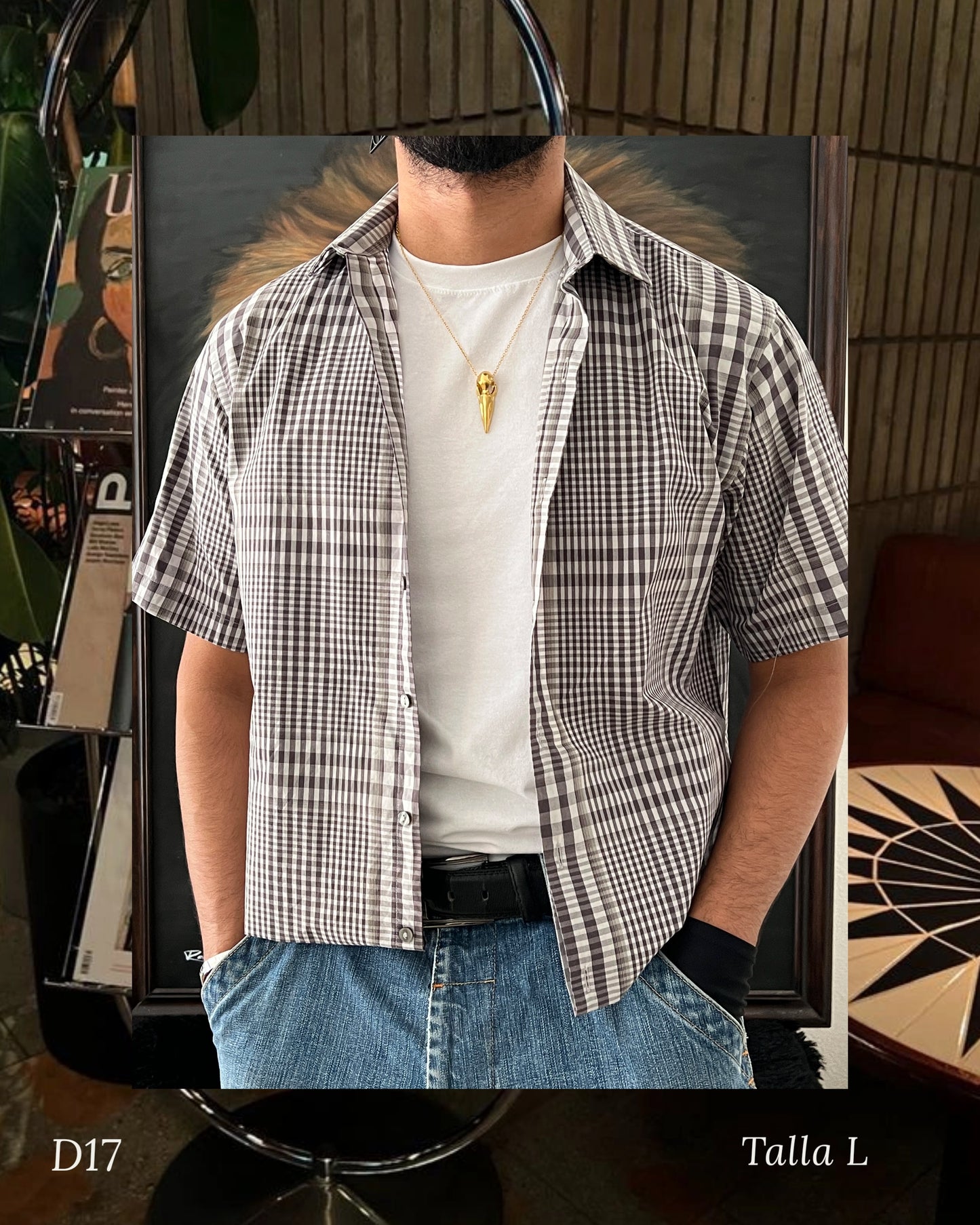 Checked Grey Shirt / Cropped Fit (L)