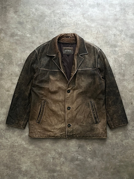GUESS Distressed Leather Jacket (L)