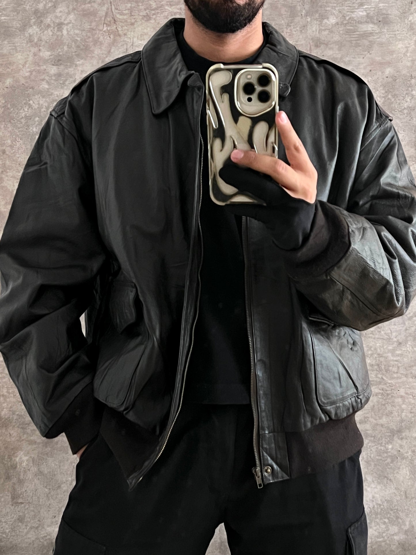 AIR FORCE LEATHER JACKT (2XL)