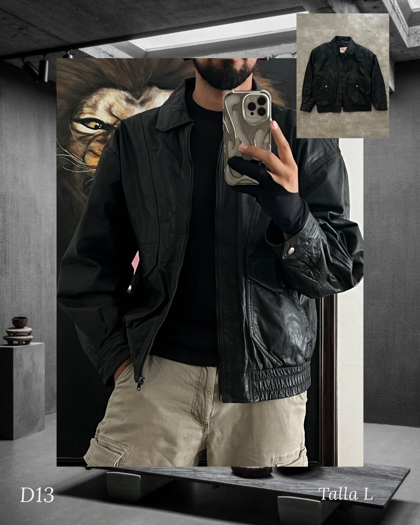 Vintage Leather bomber jacket (L)