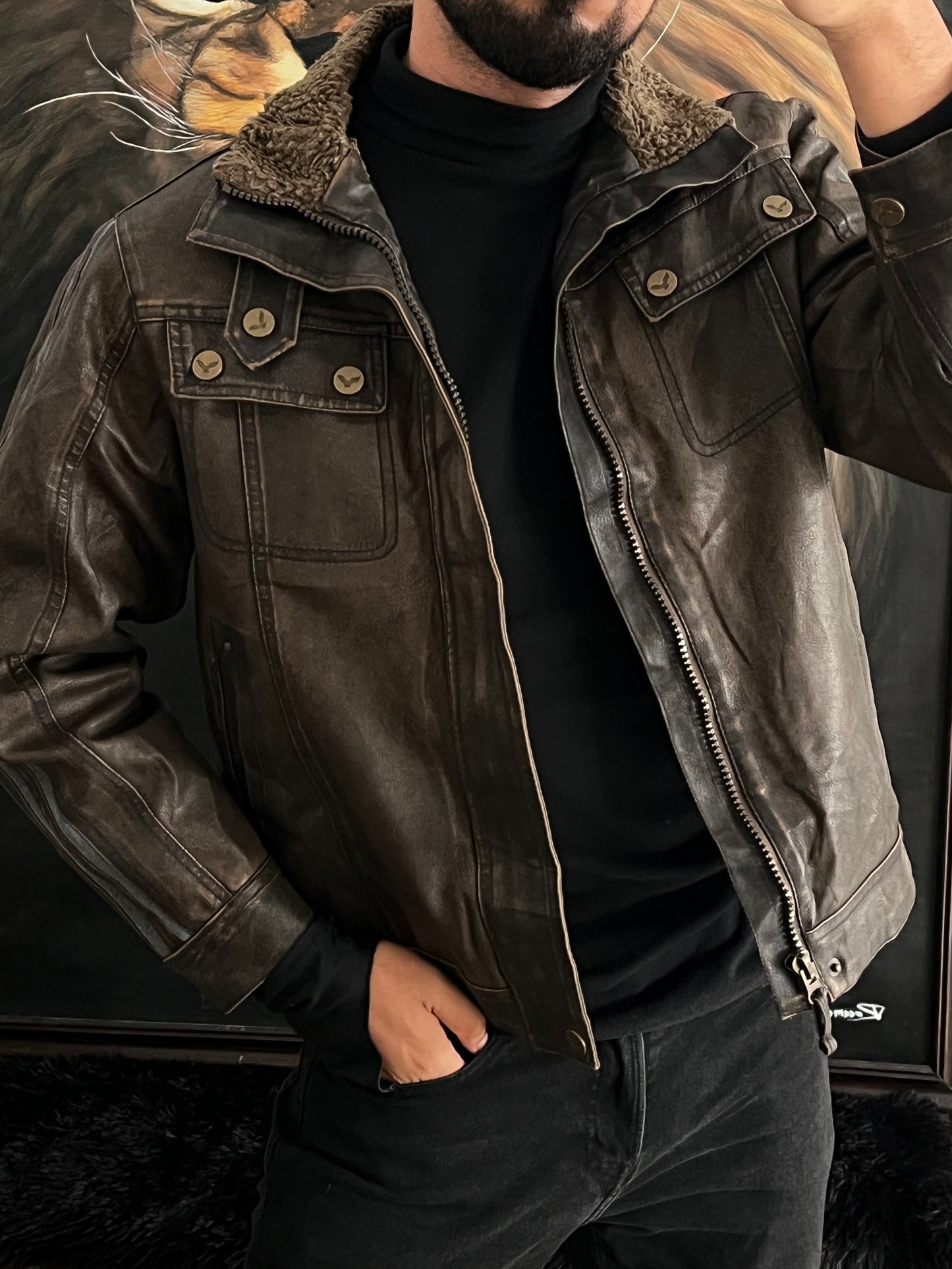 Bomber jacket leather (S)