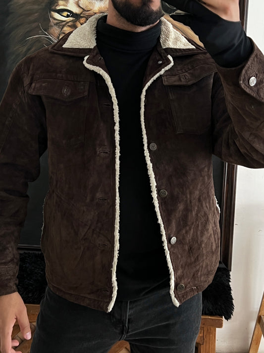 Leather jacket sherpa (S)