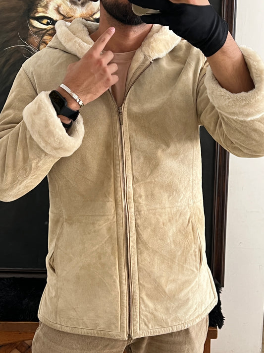Beige Leather Jacket (S)
