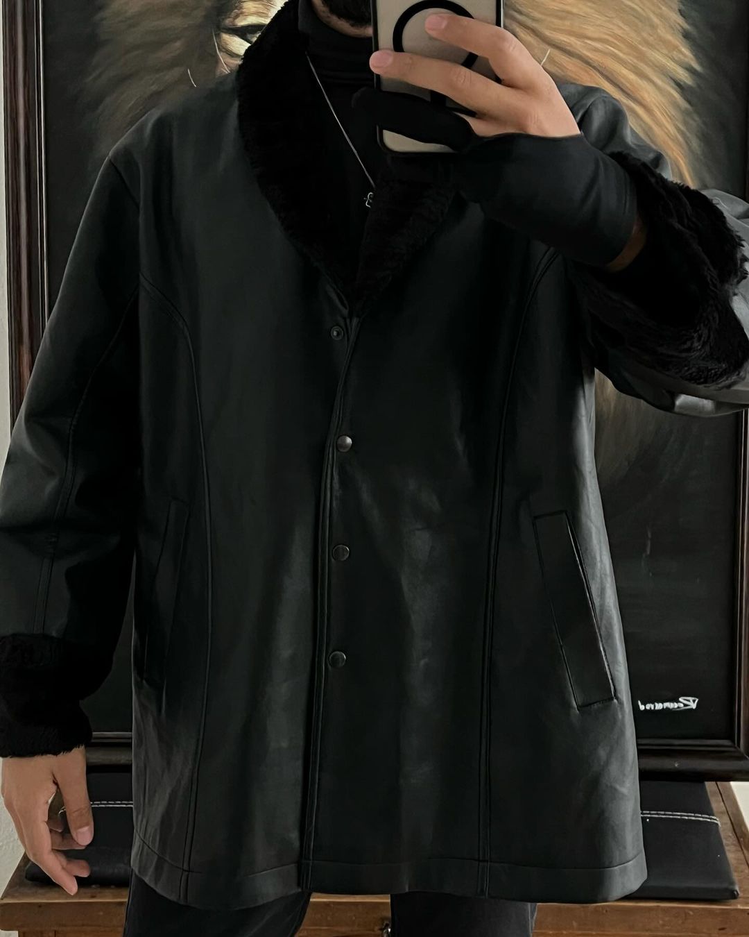 Cazadora de piel sintética