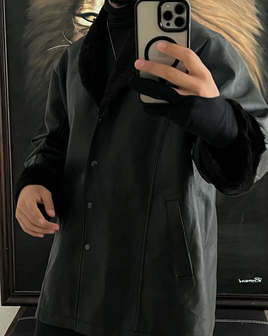 Cazadora de piel sintética