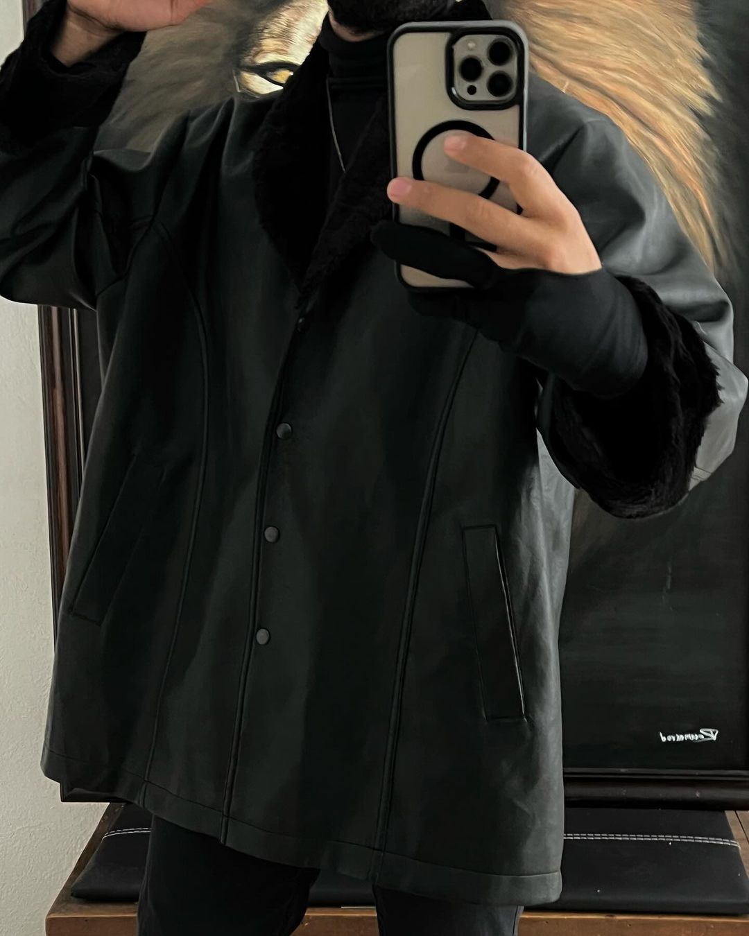 Cazadora de piel sintética