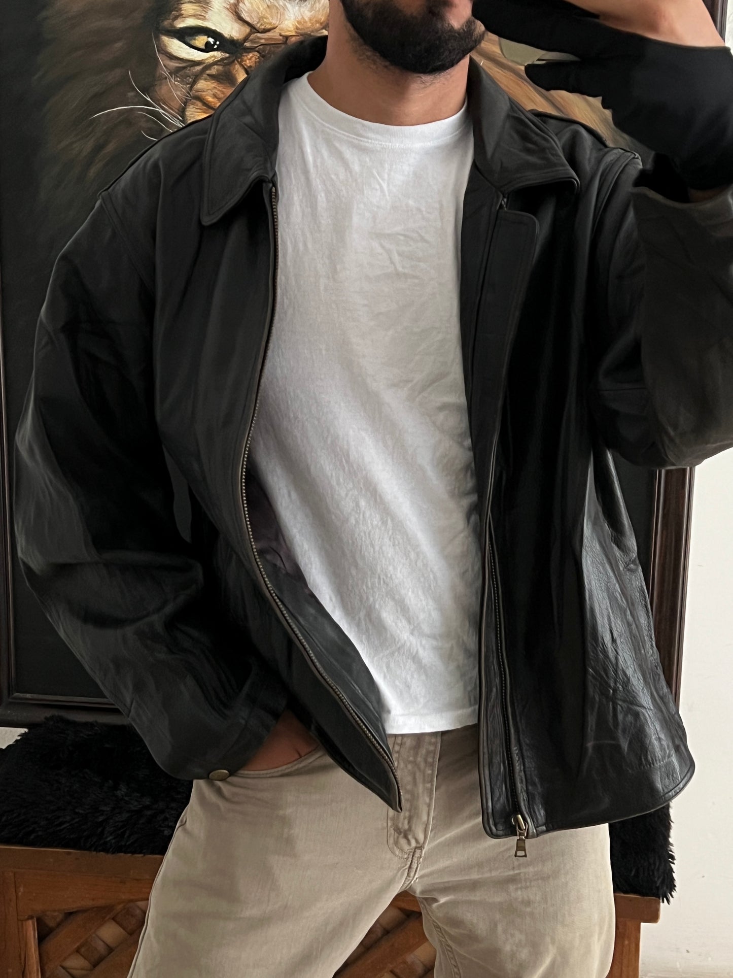 Bomber Leather Jacket (L)