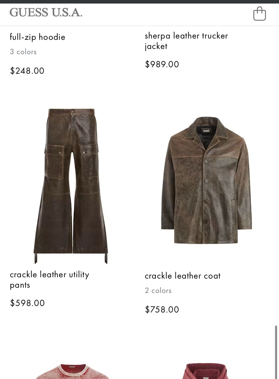 GUESS Distressed Leather Jacket (L)