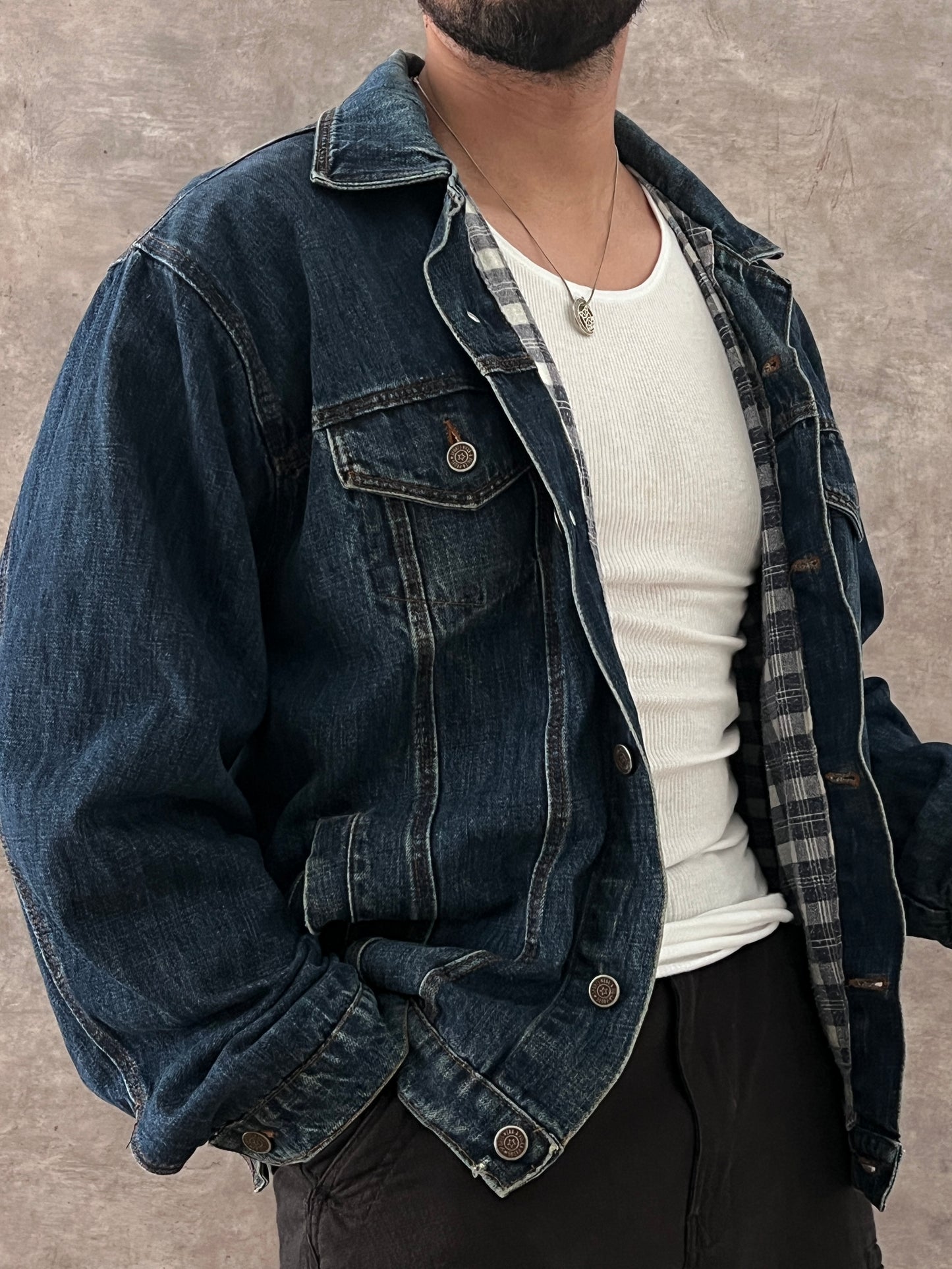 VINTAGE DENIM JACKET BLUE (L)