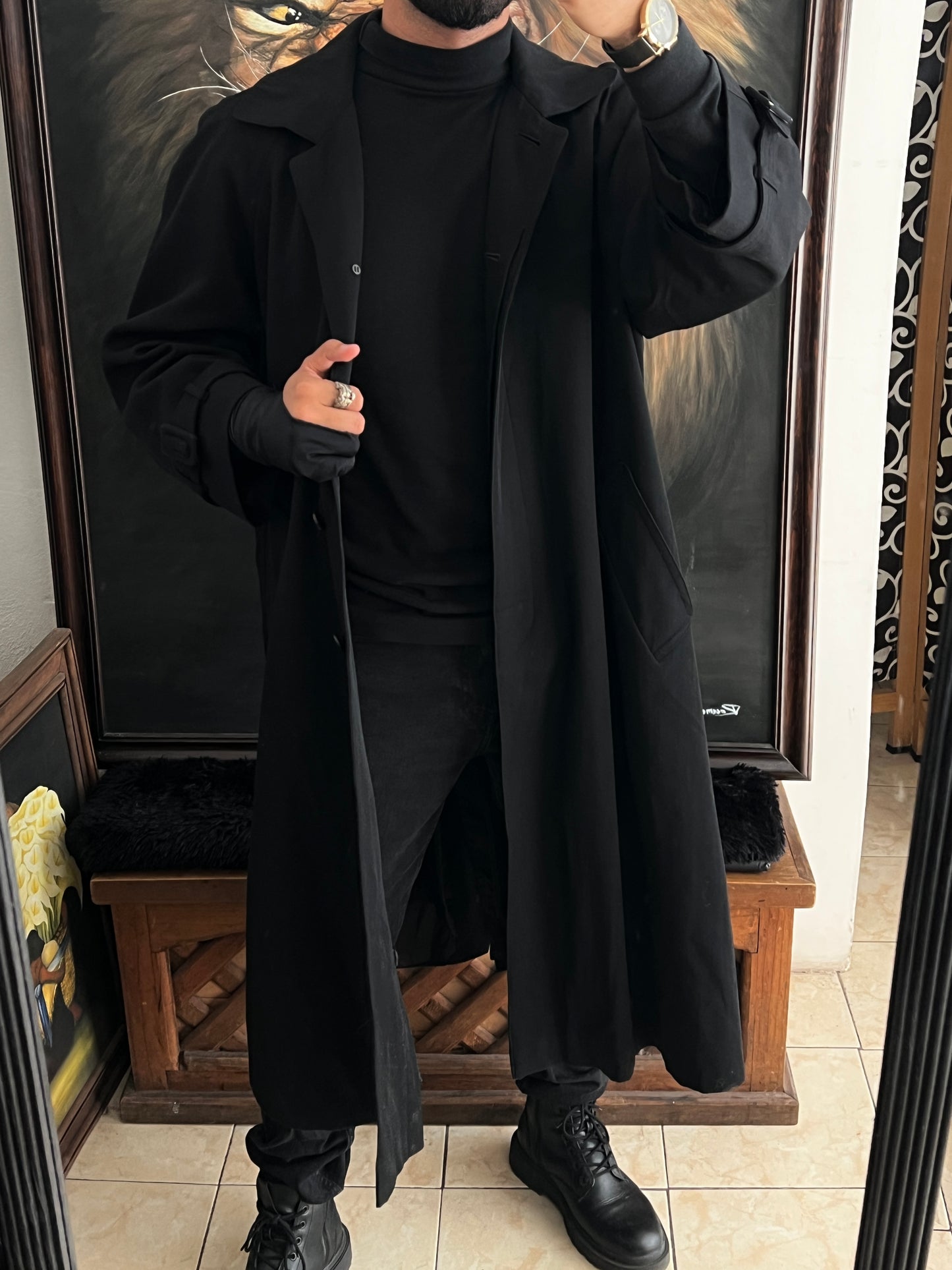 Gabardina Ejecutiva Black 100% Lana (M)