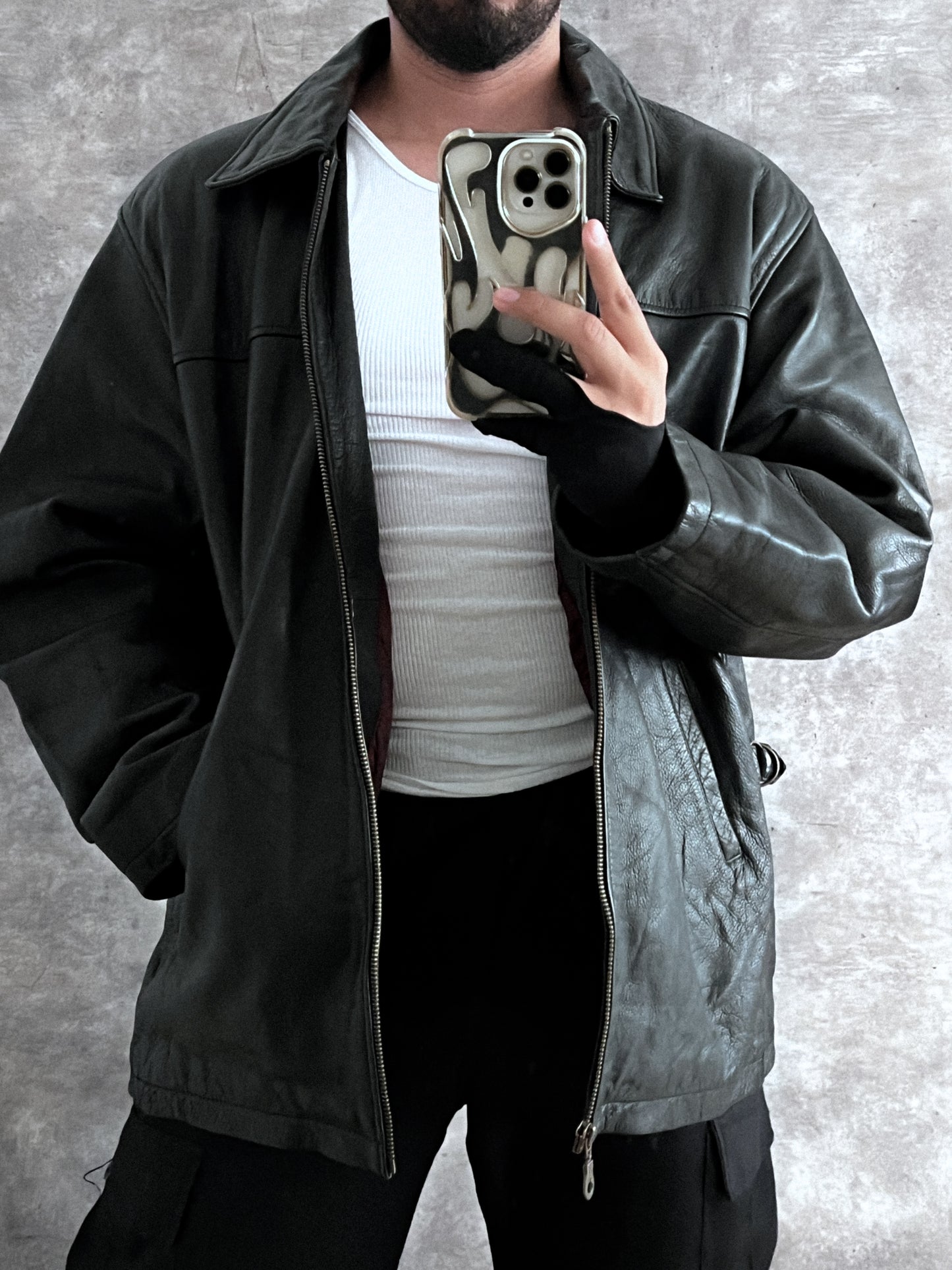 WORK LEATHER JACKET (XL)
