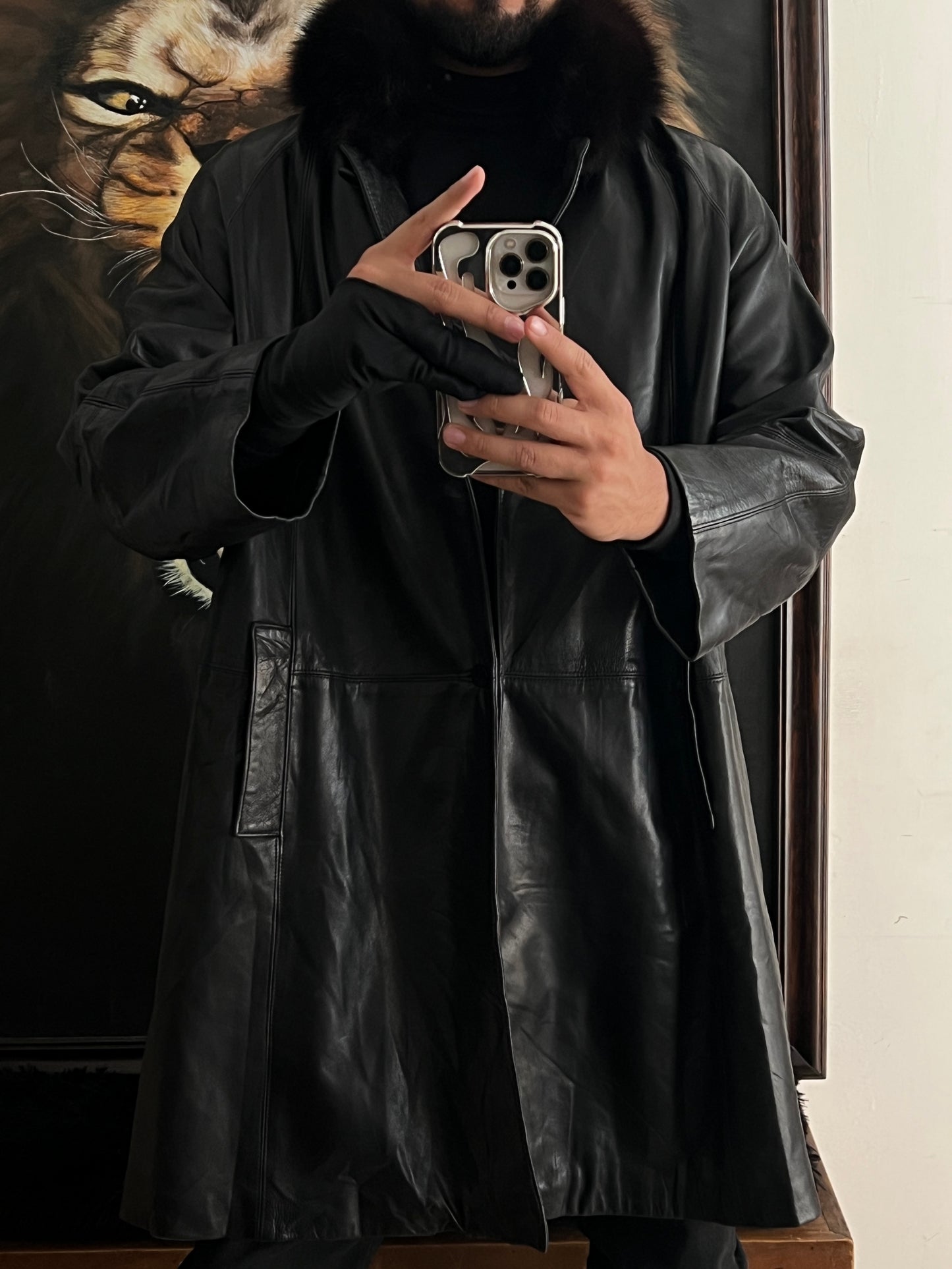 Gabardina Especial de Piel con Zorro Azul (L)