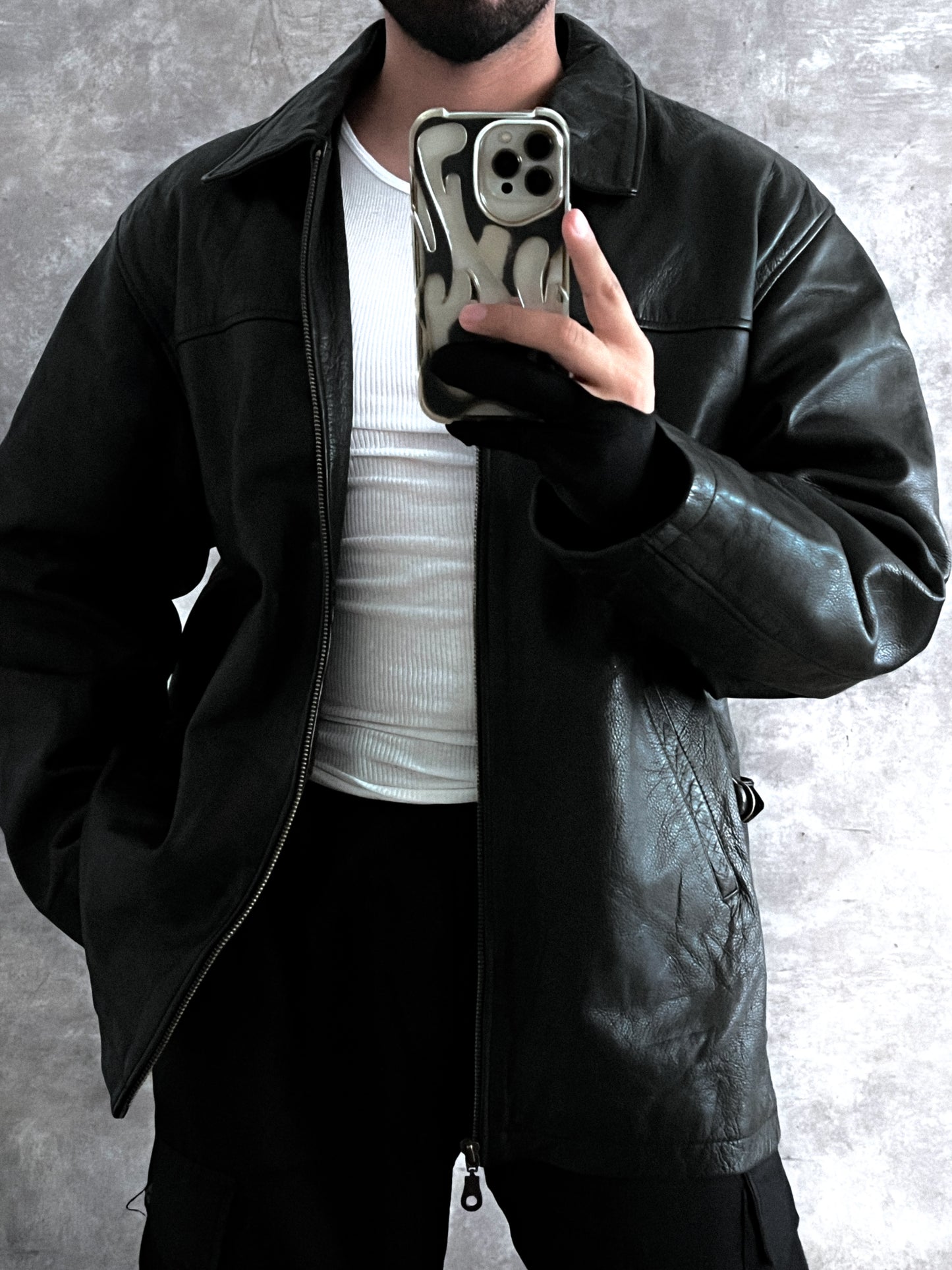 WORK LEATHER JACKET (XL)