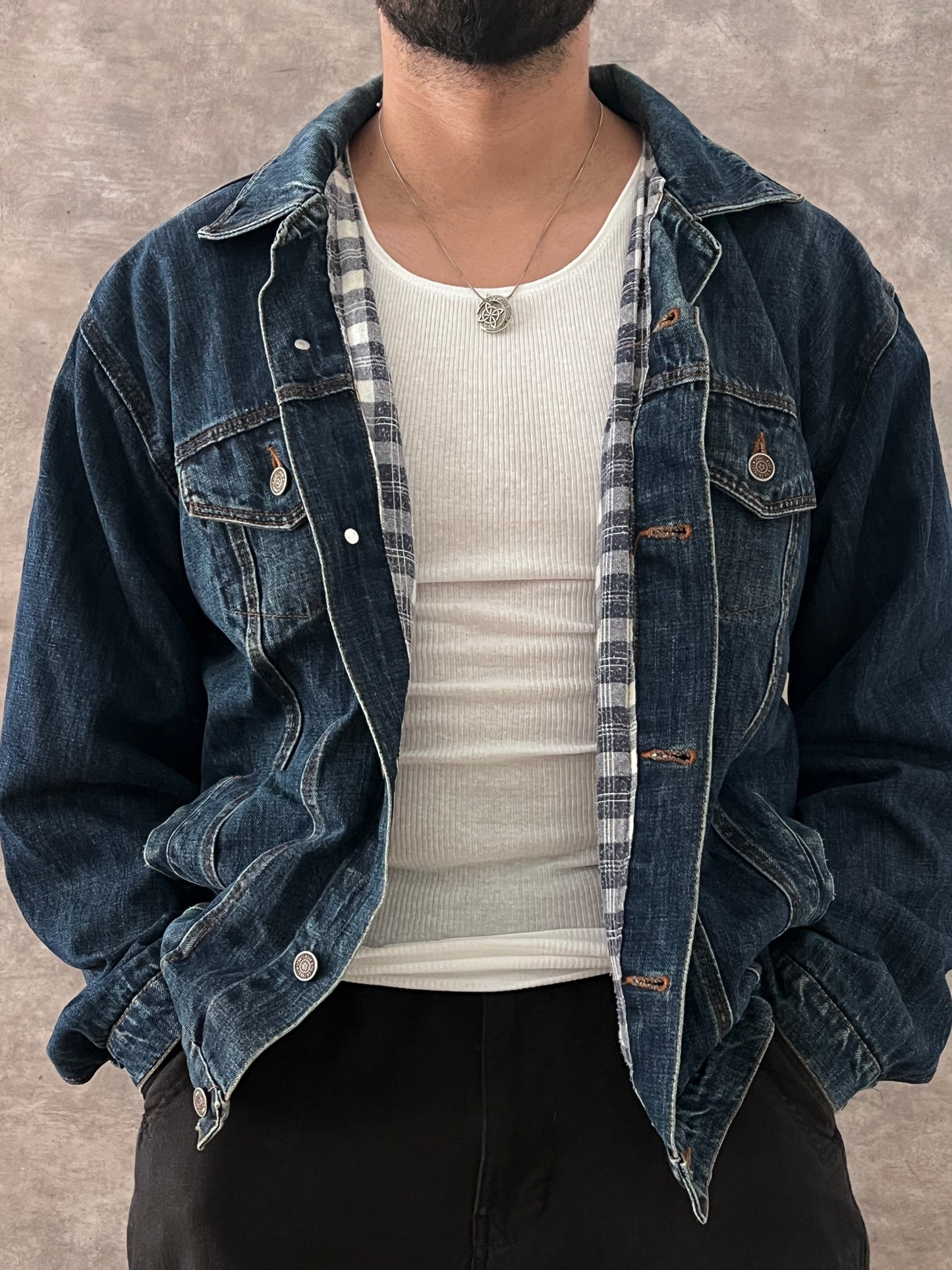 VINTAGE DENIM JACKET BLUE (L)