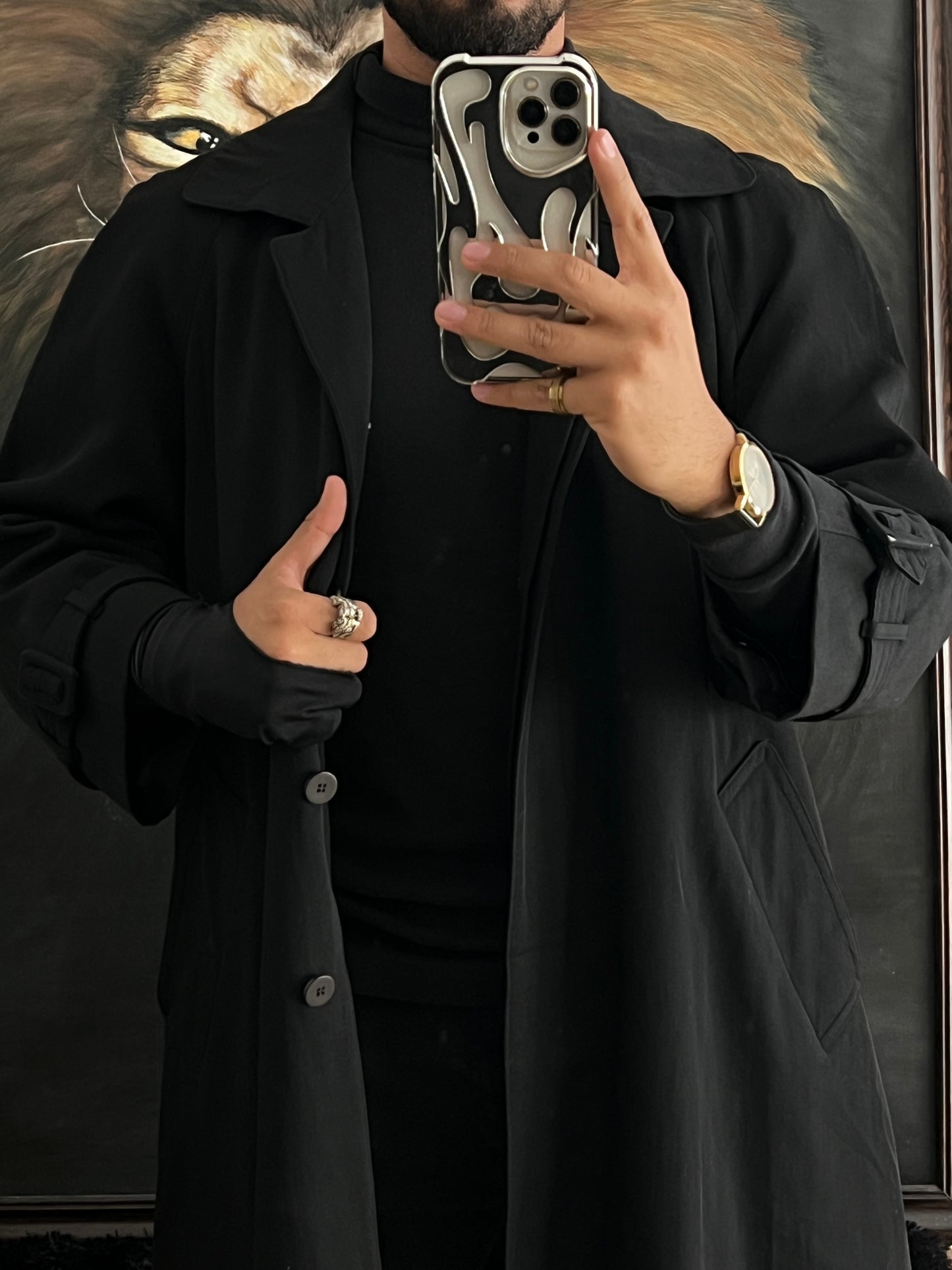 Gabardina Ejecutiva Black 100% Lana (M)