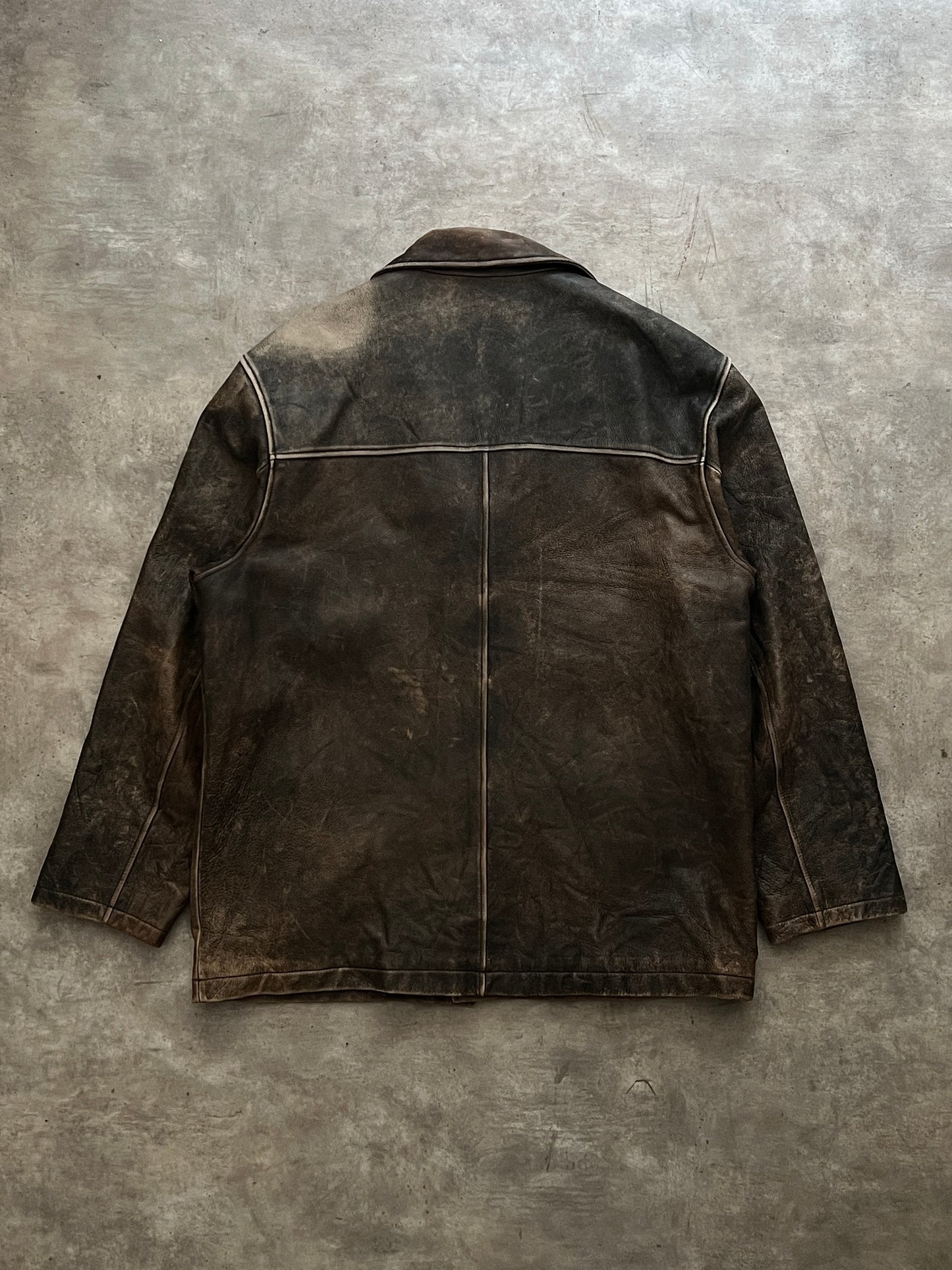 GUESS Distressed Leather Jacket (L)