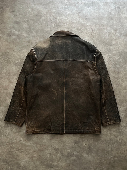 GUESS Distressed Leather Jacket (L)