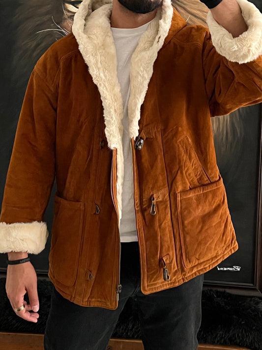 Jacket tipo abrigo de piel (S)