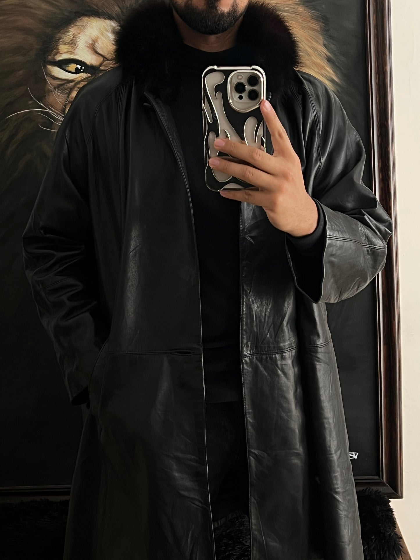 Gabardina Especial de Piel con Zorro Azul (L)