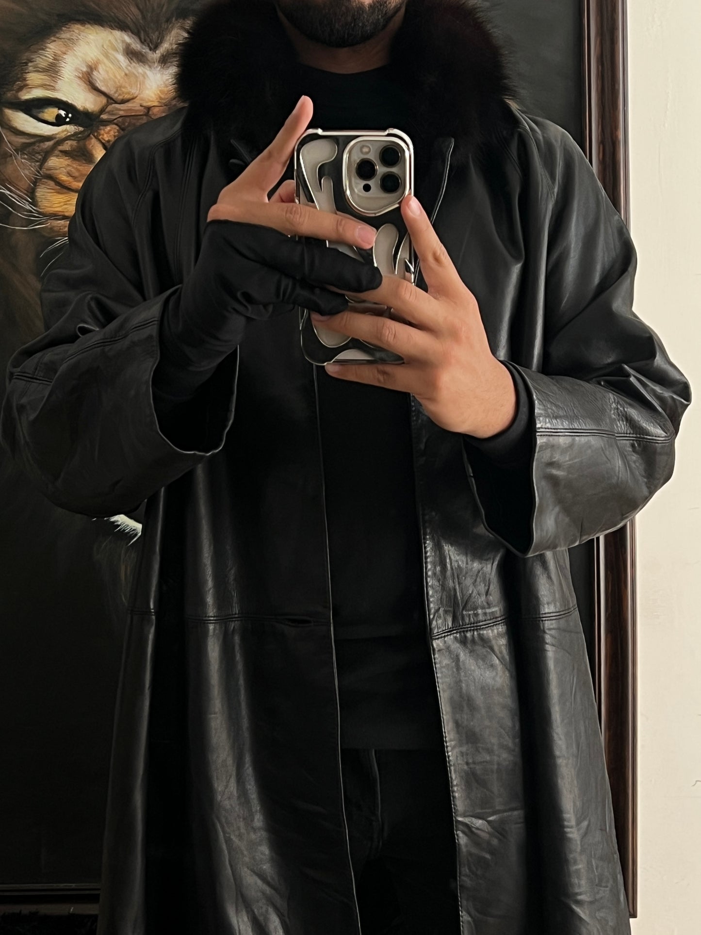 Gabardina Especial de Piel con Zorro Azul (L)