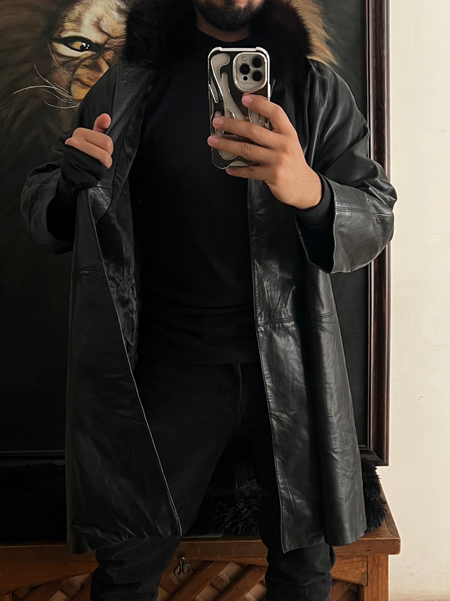 Gabardina Especial de Piel con Zorro Azul (L)