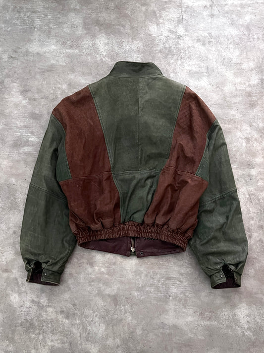 DOUBLE LEATHER JACKET CROPPED FIT (M)