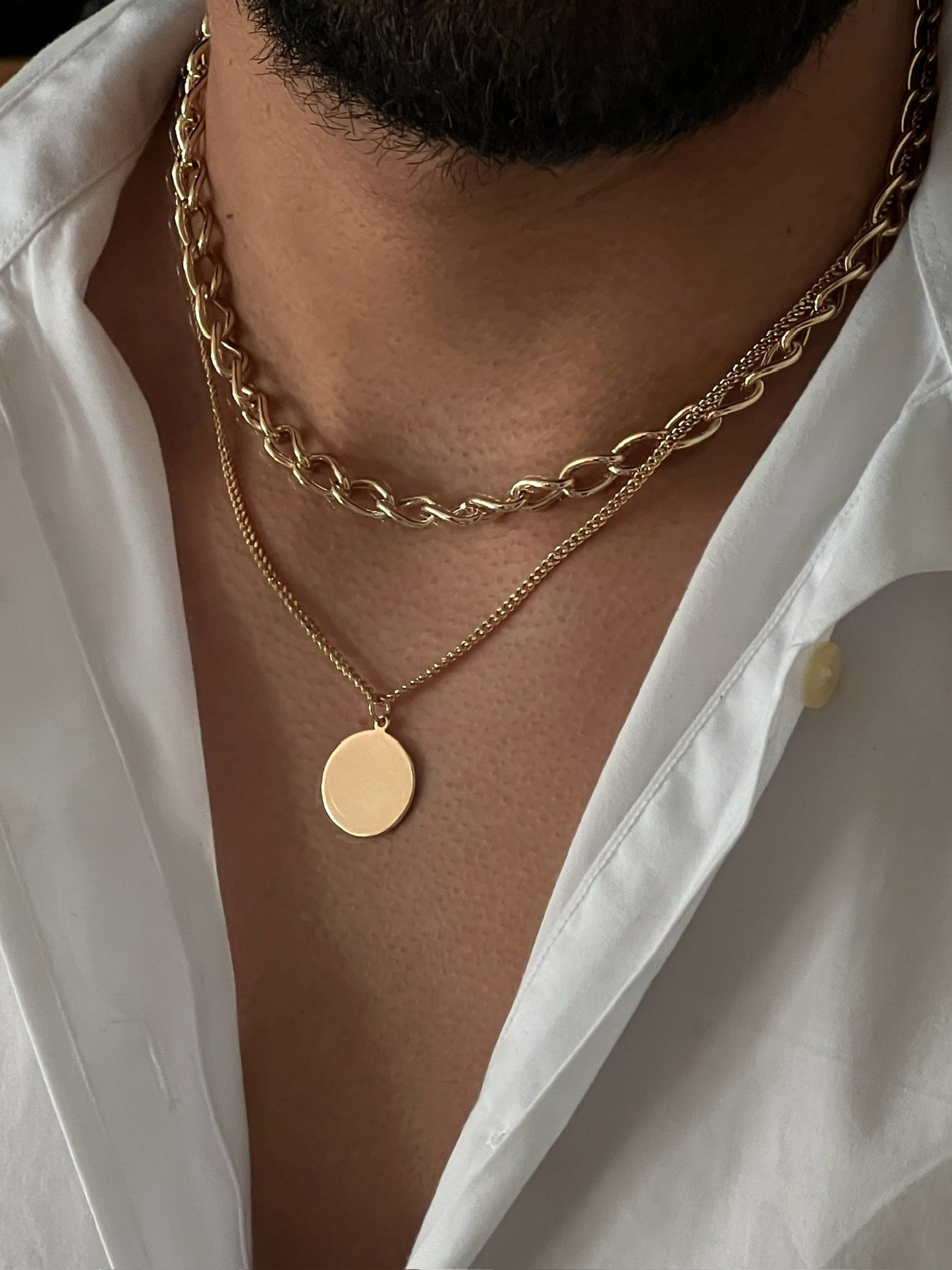 Collar de oro laminado de doble cadena