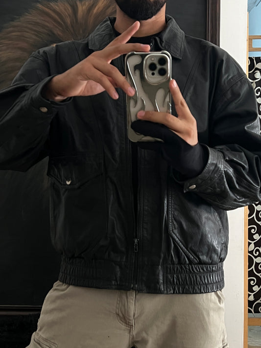 Vintage Leather bomber jacket (L)
