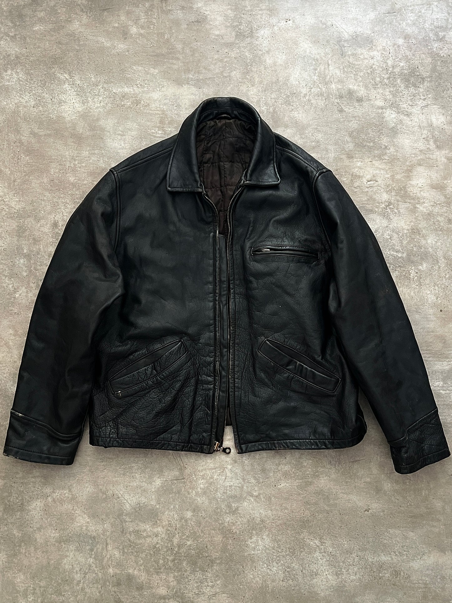 Vintage Leather bomber jacket shield (L)