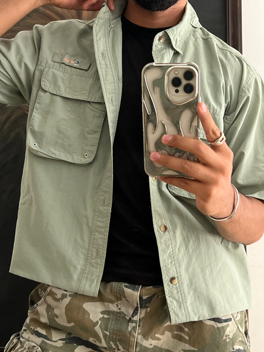 Fishing Vintage Green Shirt / Cropped Fit (L)