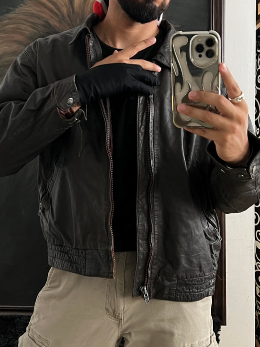 Vintage Leather Bomber jacket (M)