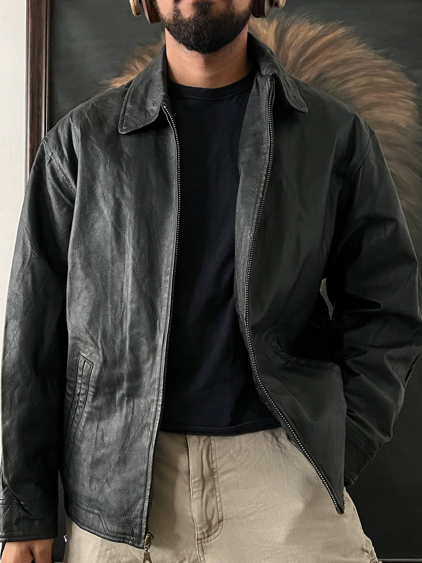 Leather Black Jacket (XL)