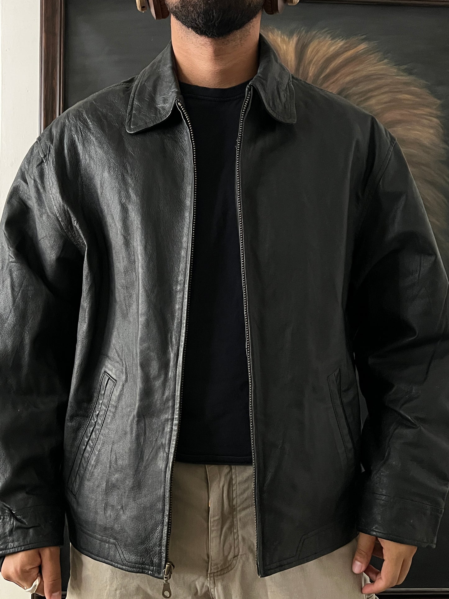 Leather Black Jacket (XL)