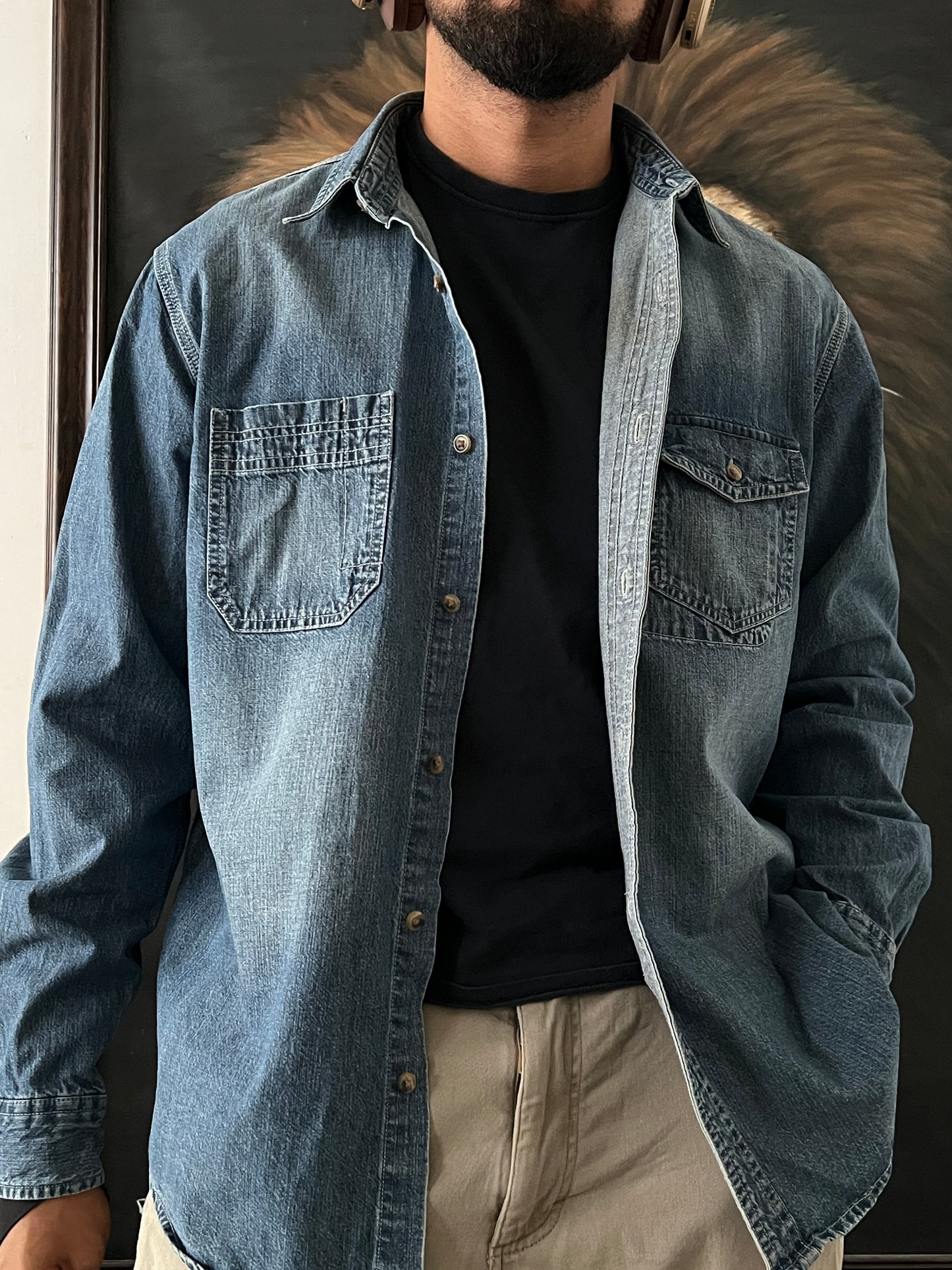 Denim workwear shirt (L)