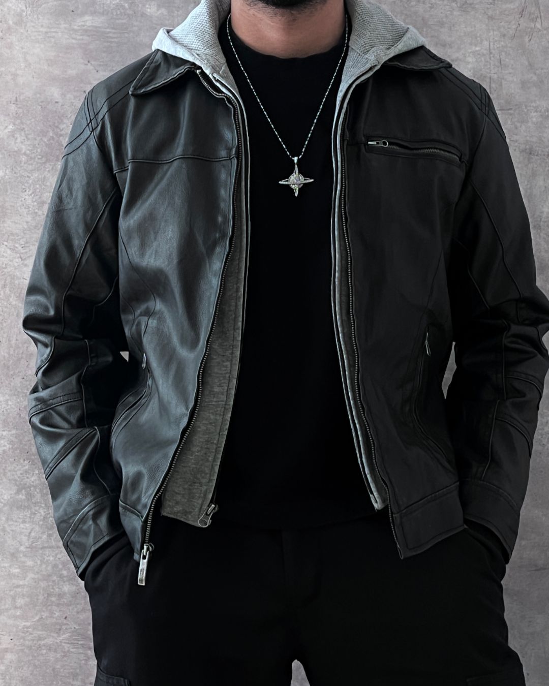 DOUBLE LEATHER JACKT (S)