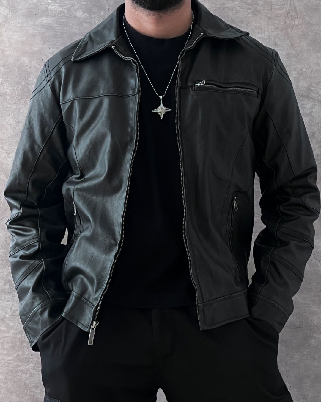 DOUBLE LEATHER JACKT (S)