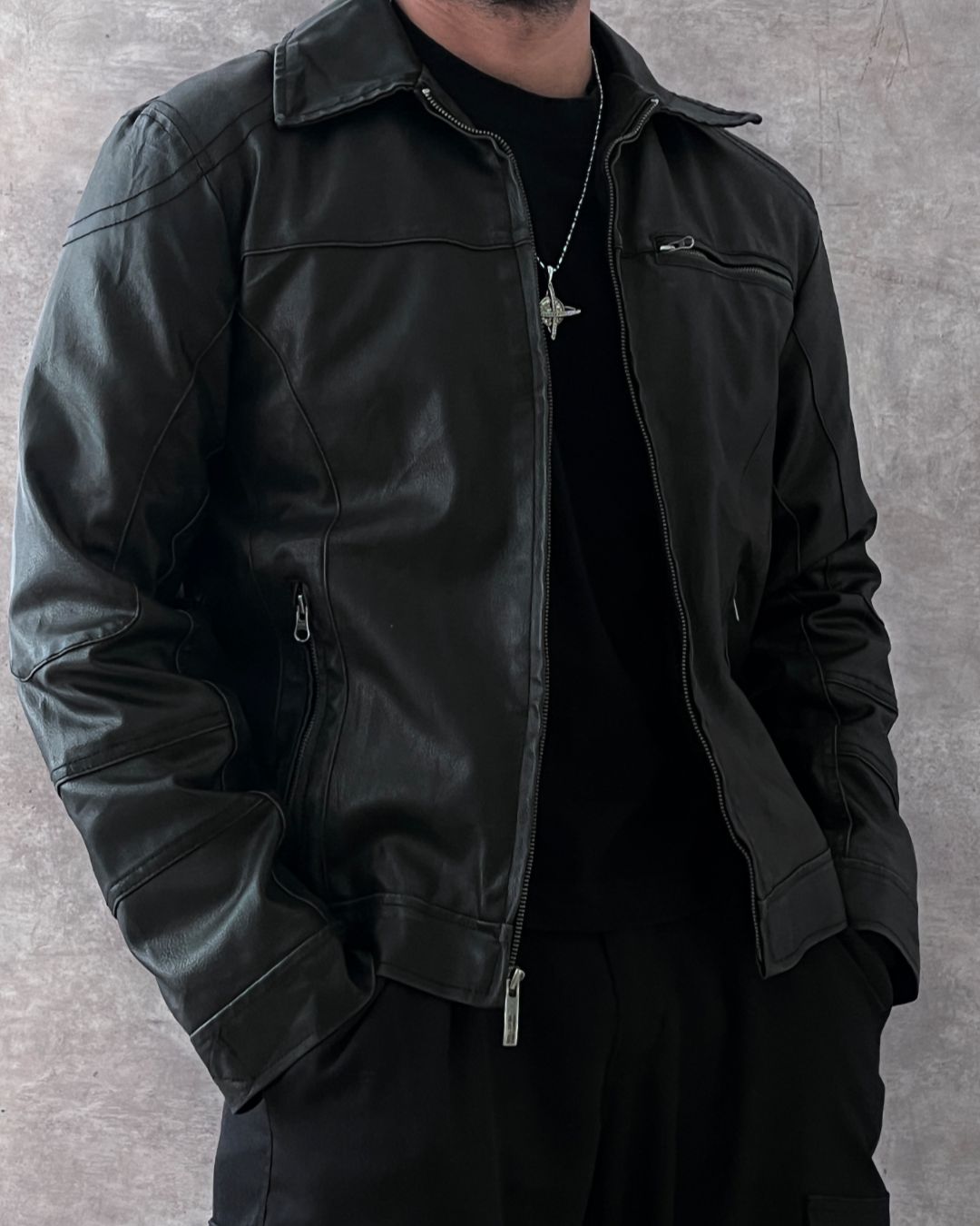 DOUBLE LEATHER JACKT (S)