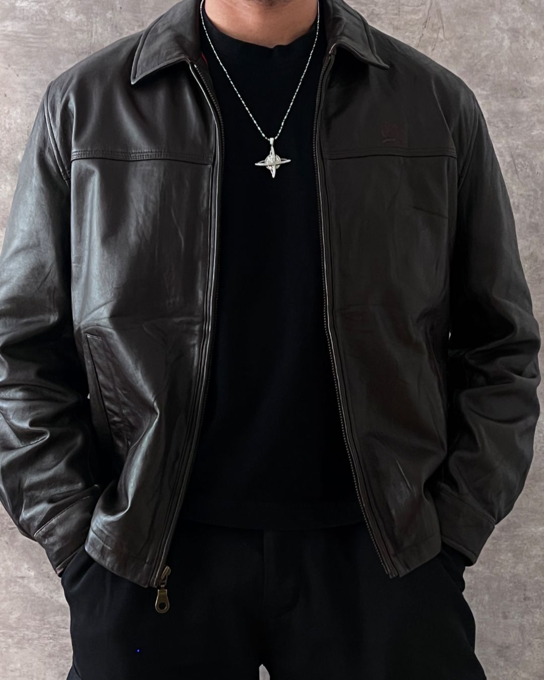 LEATHER JACKT TOMMY HILFGER (M)